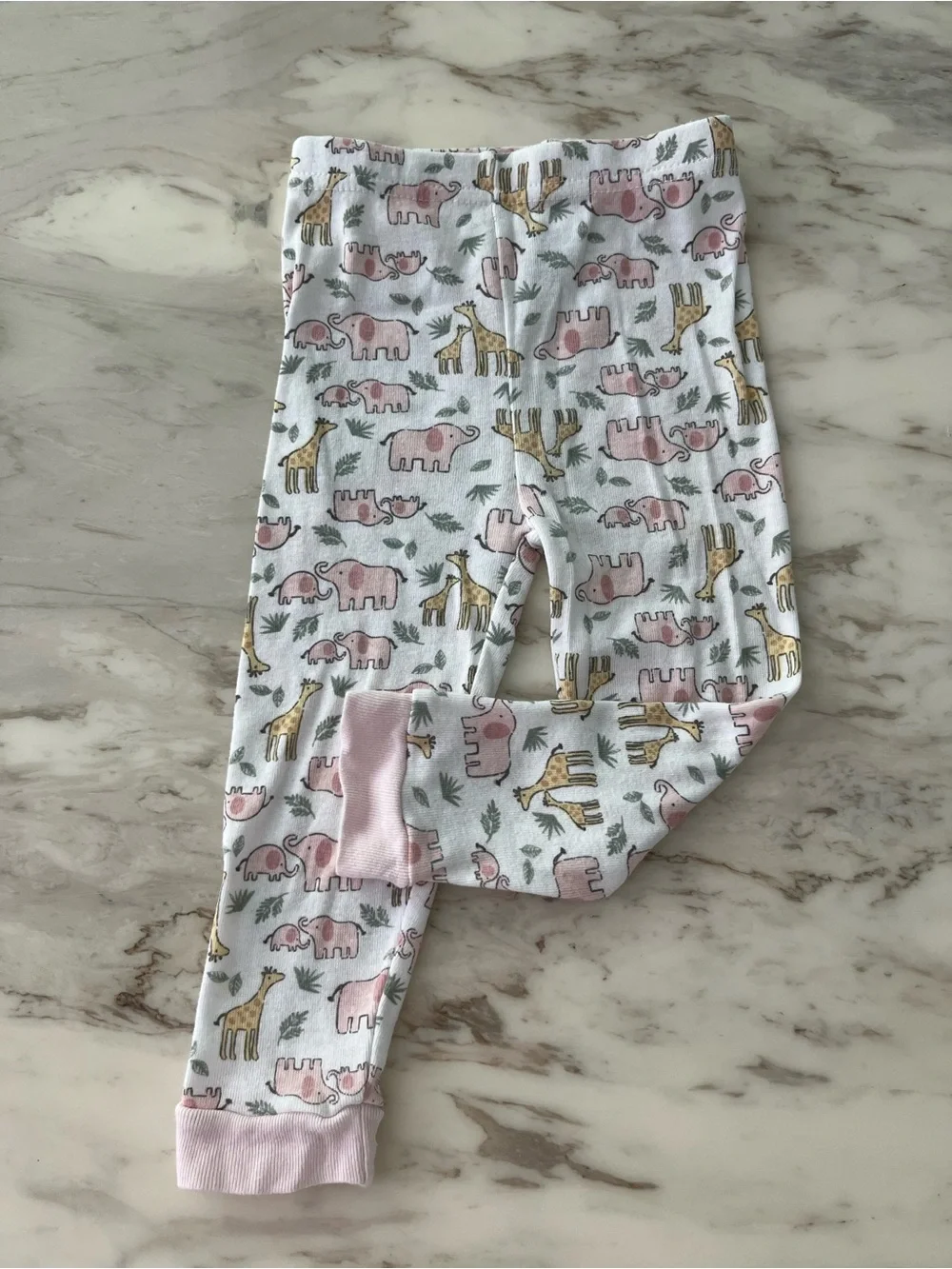 Toddler Pink Elephant & Giraffe Printed Pajama Set